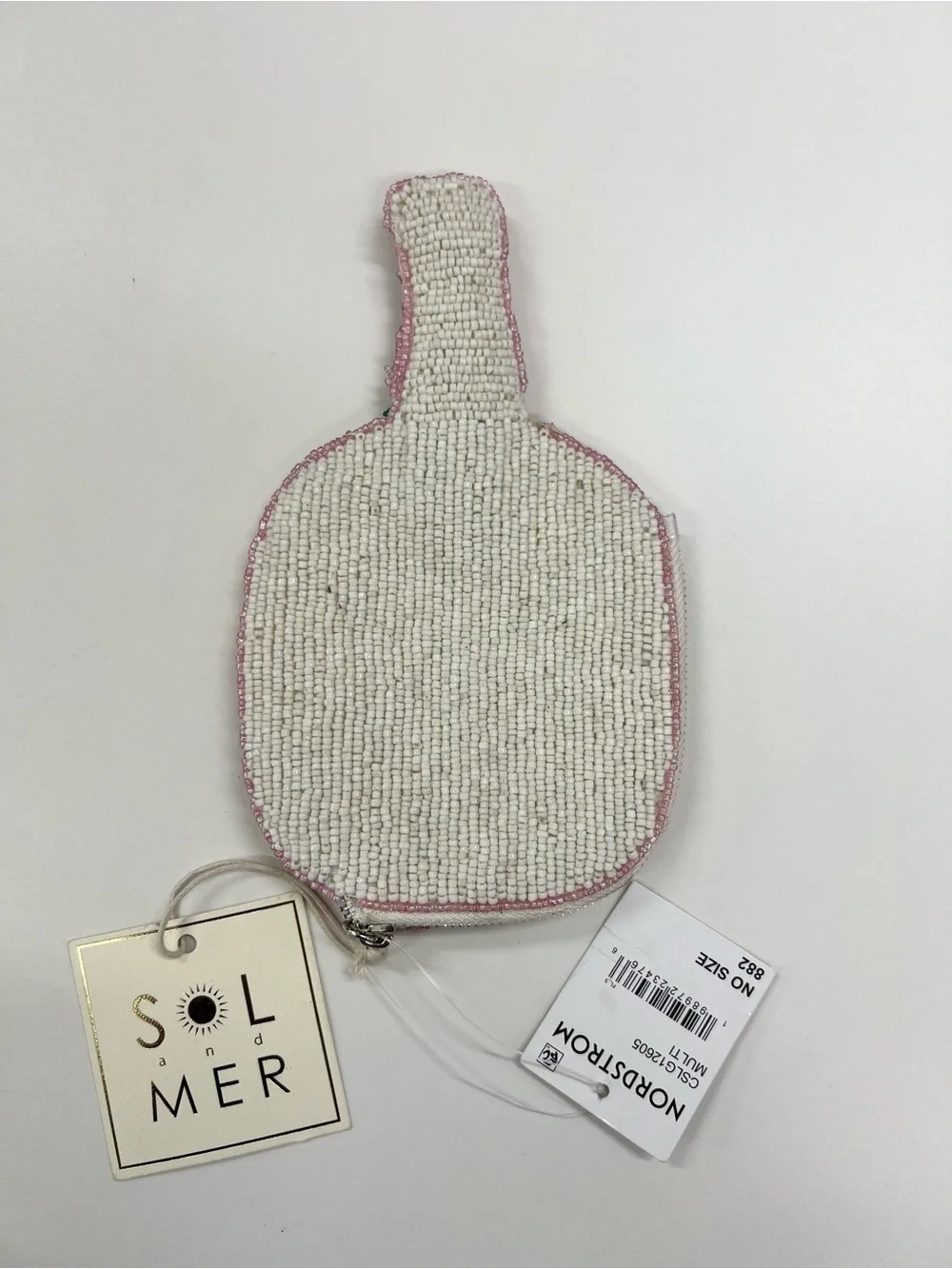 NWT Sol and Mer Hand-Beaded Pickleball Paddle Coin Purse